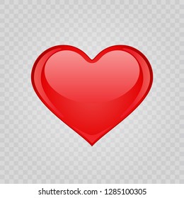 Red shiny heart shape Isolated on transparent background. Easy replace backdrop. Vector Design element.