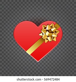 Red shiny heart shape Isolated on Transparent Background. Easy replace backdrop. Vector Design element.