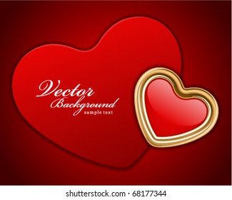 Red shiny heart shape on card Valentine's day vector background