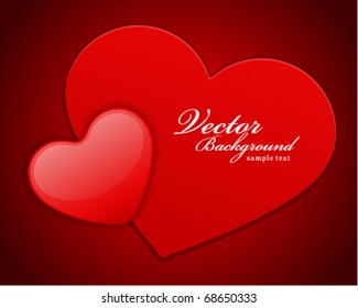 Red shiny heart shape on card Valentine's day vector background