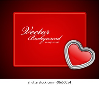 Red shiny heart shape on card Valentine's day vector background