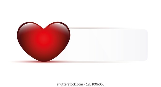 red shiny heart and white note with copy space for your message vector illustration EPS10