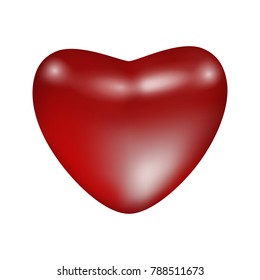 Red shiny matte heart. Isolated vector object