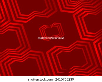 red with a shiny modern geometric pattern. Red steel floor background.
