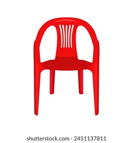 red shiny plastic chair flat vector illustration on a white background