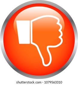 Red Shiny round button with Thumbsdown mark