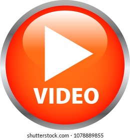 Red Shiny round button with video mark