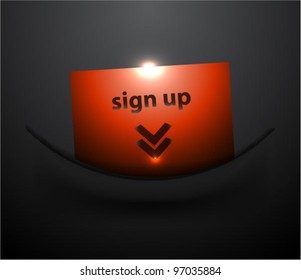 Red Shiny Sign Up Arrow Icon In Dark Pocket