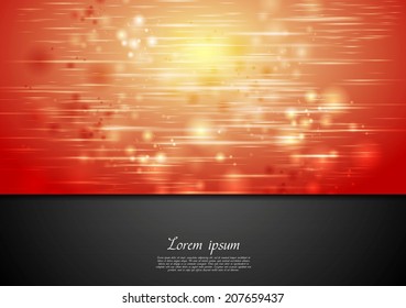 Red shiny sparks background. Vector design