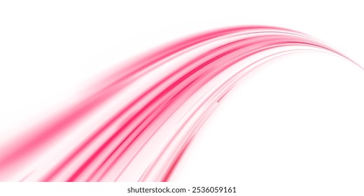 Red shiny sparks of spiral wave. A curved bright line of speed is spinning. Shiny wavy path. Rotating dynamic neon circle. Magic red swirl with highlights. Glowing swirl bokeh effect. vector