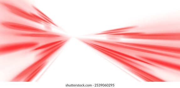 Red shiny sparks of spiral wave. A curved bright line of speed is spinning. Shiny wavy path. Rotating dynamic neon circle. Magic red swirl with highlights. Glowing swirl bokeh effect. vector