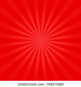 Red shiny sunburst background. Starburst abstract texture. Vector illustration.