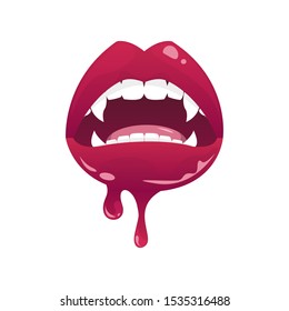 Vampire Woman Mouth Blood On Lower Stock Vector (Royalty Free) 493764049