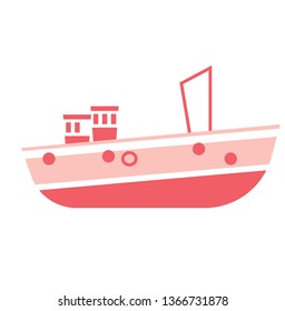 Red ship flat illustration