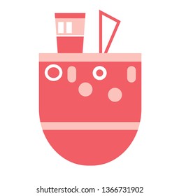 Red ship flat illustration
