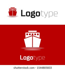 Red Ship icon isolated on white background. Logo design template element. Vector Illustration
