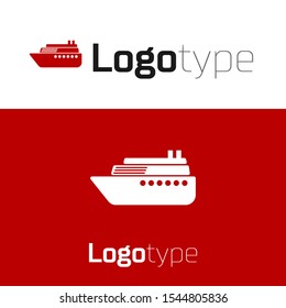 Red Ship icon isolated on white background. Logo design template element. Vector Illustration