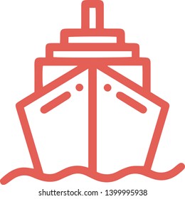 Red Ship icon in trendy flat style isolated on white background