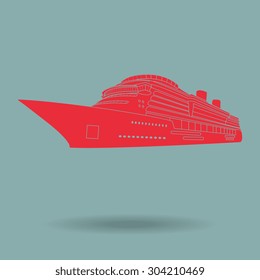 Red ship icons vector