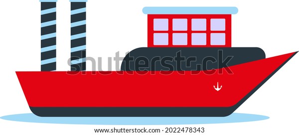 Red\
ship, illustration, vector on a white\
background.