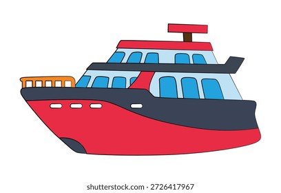 Red ship isolated on white background