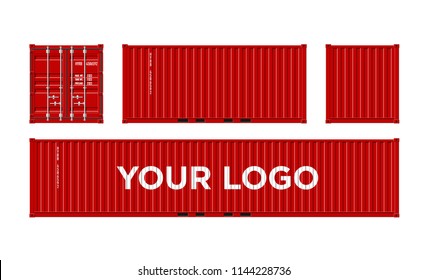 Red Shipping Cargo Container for Logistics and Transportation Isolated On White Background Vector Illustration Easy To Change