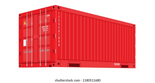 Red Shipping Cargo Container for Logistics and Transportation. Flat color Vector Illustration