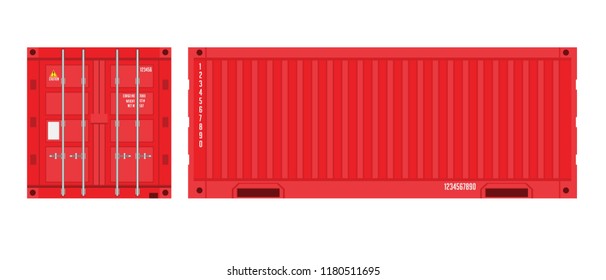 Red Shipping Cargo Container for Logistics and Transportation. Flat color Vector Illustration