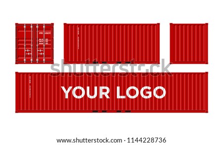 Red Shipping Cargo Container for Logistics and Transportation Isolated On White Background Vector Illustration Easy To Change