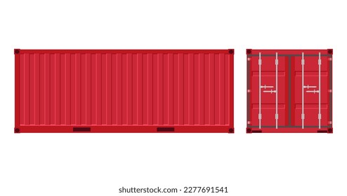 Roter Frachtcontainer für den Transport. Vektorgrafik im Flachstil. Einzeln auf weißem Hintergrund.