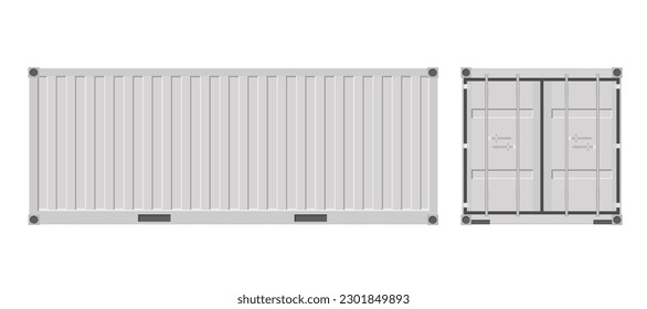 Red shipping cargo container for transportation. Vector illustration in flat style. Isolated on white background.