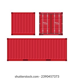 Red shipping cargo container for transportation. Isolated on white background.	
