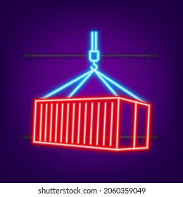 Red Shipping Cargo Container Twenty and Forty feet. for Logistics and Transportation. Neon style. Vector stock Illustration