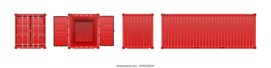 Red Shipping Cargo Container Twenty and Forty feet. Logistics and Transportation. Vector