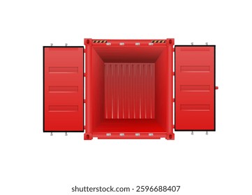 Red Shipping Cargo Container Twenty and Forty feet. Logistics and Transportation. Vector