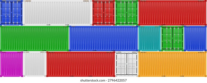 Red Shipping Cargo Container Twenty and Forty feet. Logistics and Transportation. Vector