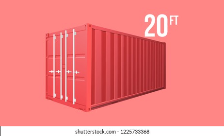 Red Shipping Cargo standard cargo 10 feet Container for Logistics and Transportation Isolated On White Background Vector Illustration Easy To Change