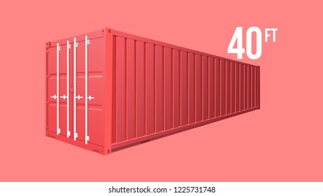 Red Shipping Cargo standard cargo 40 feet Container for Logistics and Transportation Isolated On White Background Vector Illustration Easy To Change