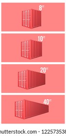 Red Shipping Cargo standard cargo  Container for Logistics and Transportation Isolated On White Background Vector Illustration Easy To Change