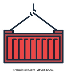 Red Shipping Container vector concept colored icon or sign