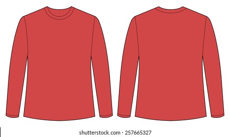 red shirt front and back view