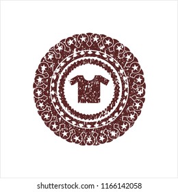 Red shirt icon inside distress rubber texture