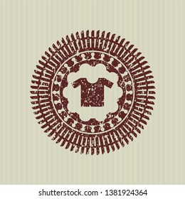 Red shirt icon inside rubber grunge texture stamp