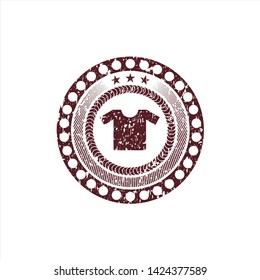 Red shirt icon inside rubber stamp