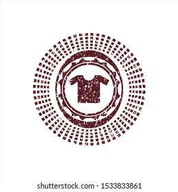 Red shirt icon inside rubber seal