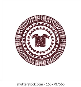Icono de pantalones rojo dentro del sello de textura de hule