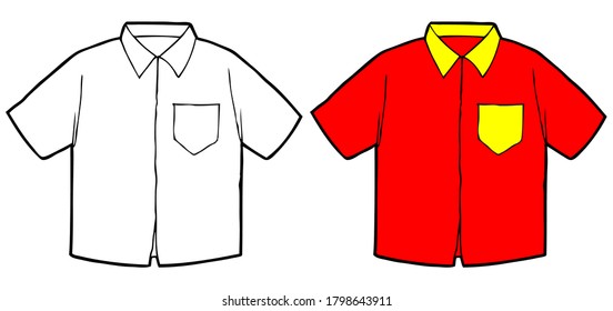 red shirt vector illustration.
isolated on white background.Top view