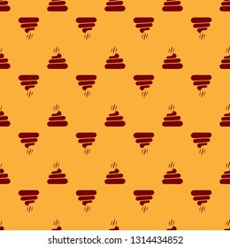 Red Shit icon isolated seamless pattern on brown background. Flat design. Vector Illustration