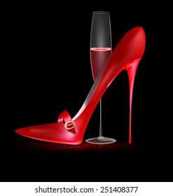 red shoe and glass