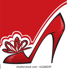 sapato vermelho com salto alto no fundo assimétrico